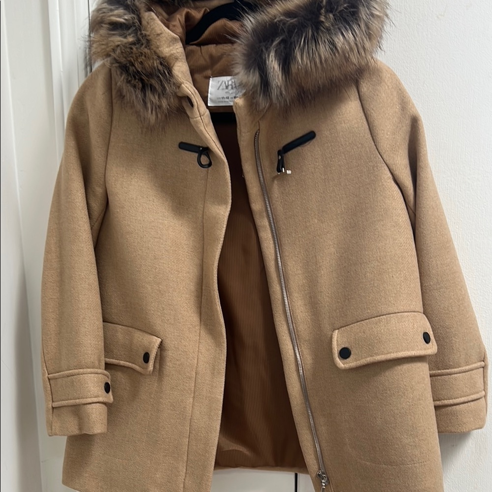 Zara Coat with Faux Fur Hood